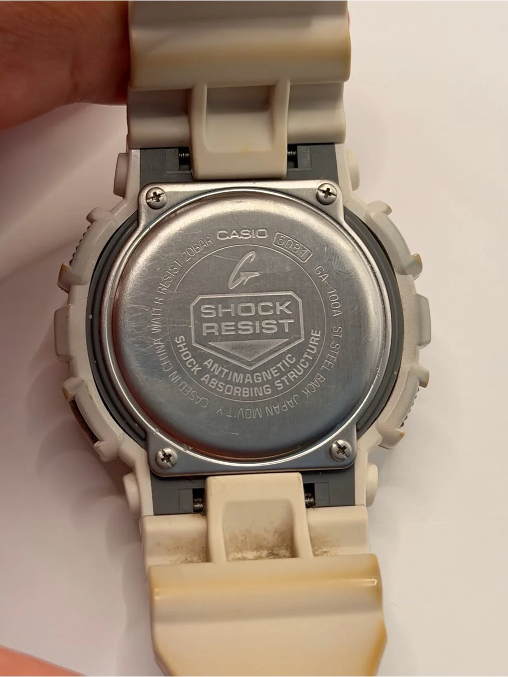 Casio G-Shock GA-100A Digital & Analog. White/blue 44mm, New Batteries
